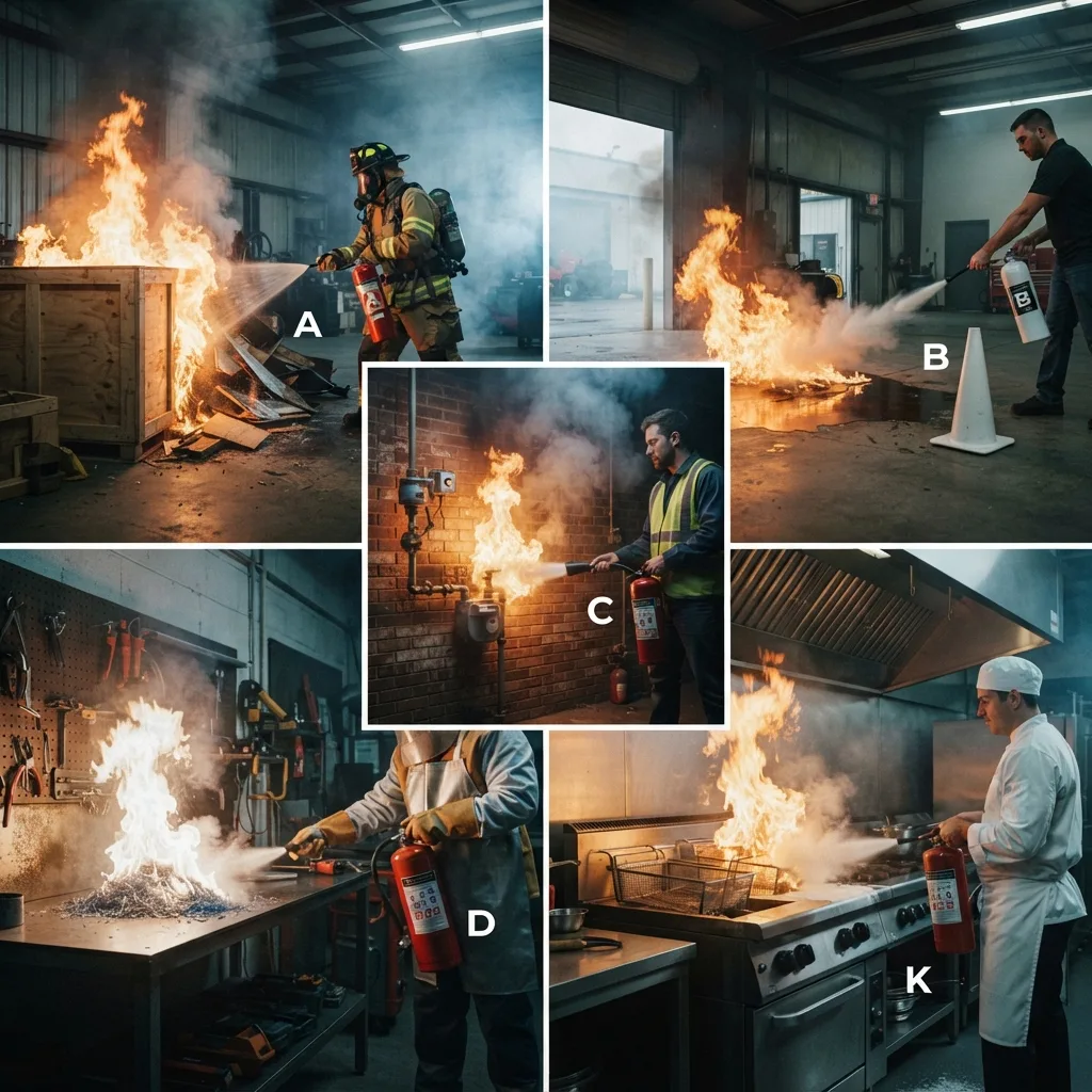 Las clases de fuego: A, B, C, D, K