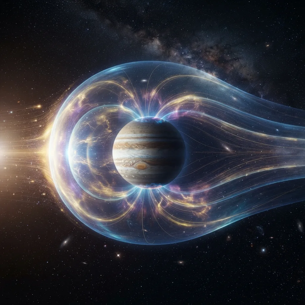 Gigantesca magnetosfera que atrapa partículas mortales