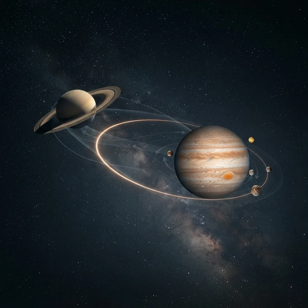 Órbita excéntrica que cambia por influencia de Saturno