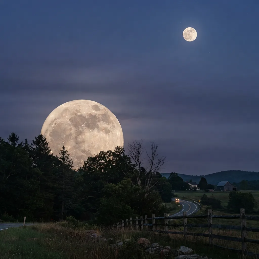La Luna aparece más grande en el horizonte (ilusión lunar)