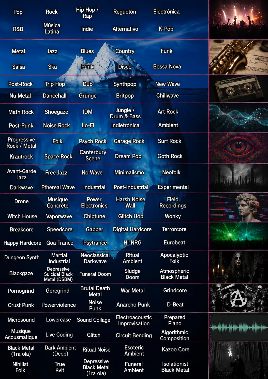 Iceberg de Géneros Musicales